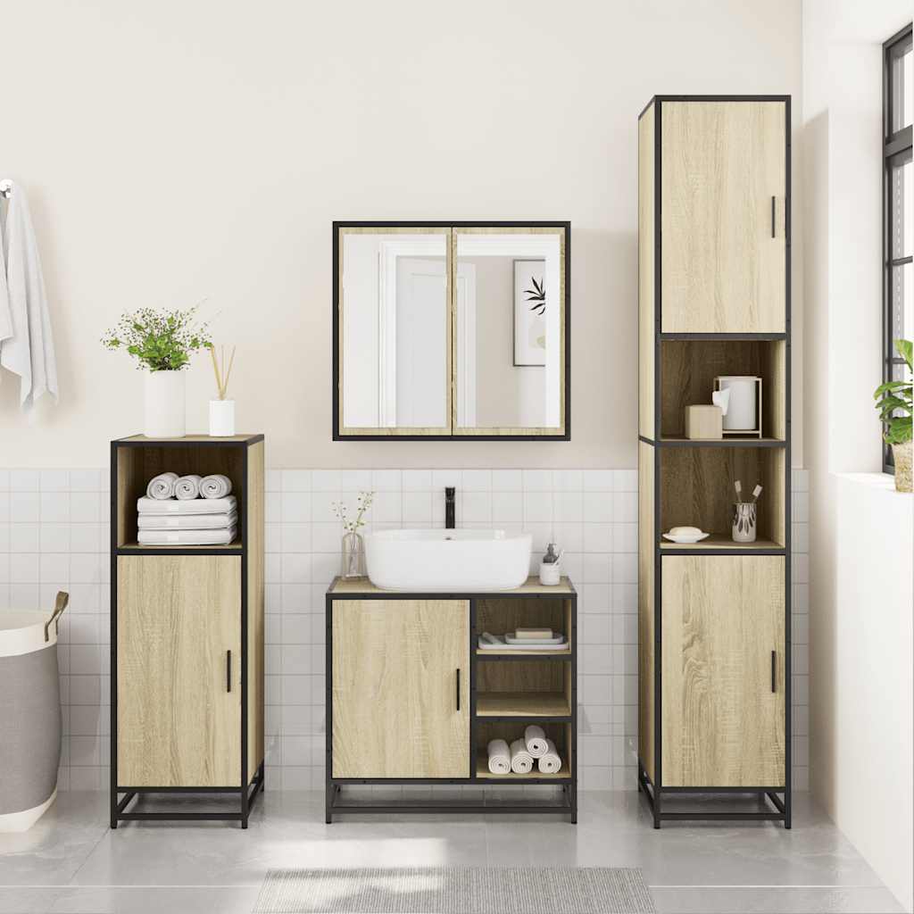 Sonoma Oak Bathroom Sink Cabinet, 65x33x60 cm, Engineered Wood