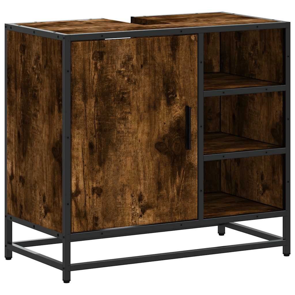 Smoked Oak Bathroom Sink Cabinet 65x33x60 cm - Engineered Wood