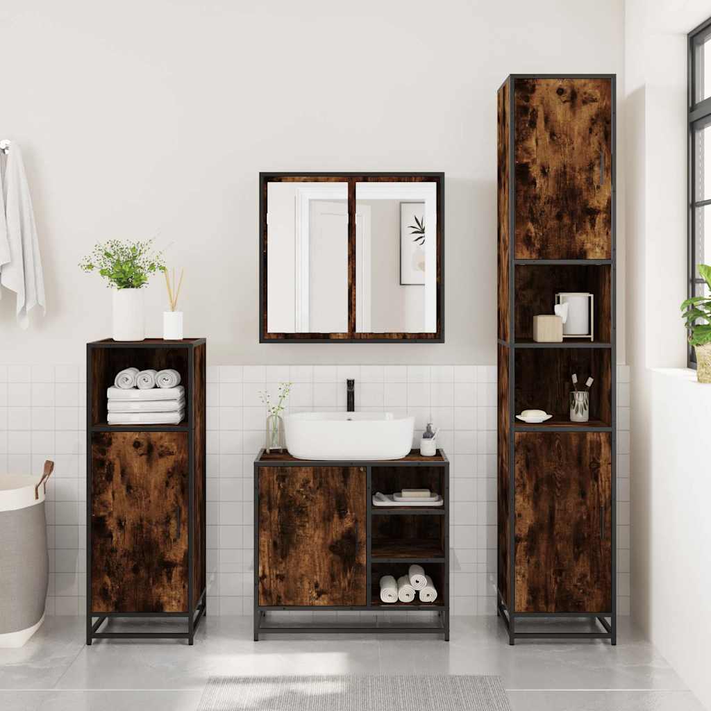 Smoked Oak Bathroom Sink Cabinet 65x33x60 cm - Engineered Wood
