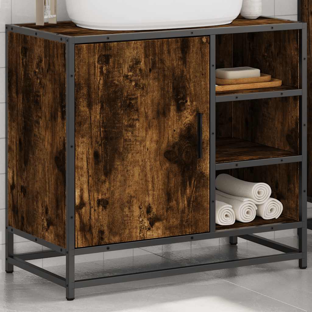 Smoked Oak Bathroom Sink Cabinet 65x33x60 cm - Engineered Wood