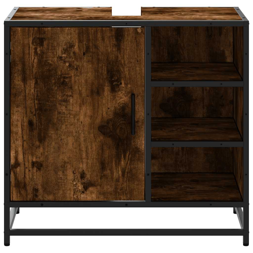 Smoked Oak Bathroom Sink Cabinet 65x33x60 cm - Engineered Wood