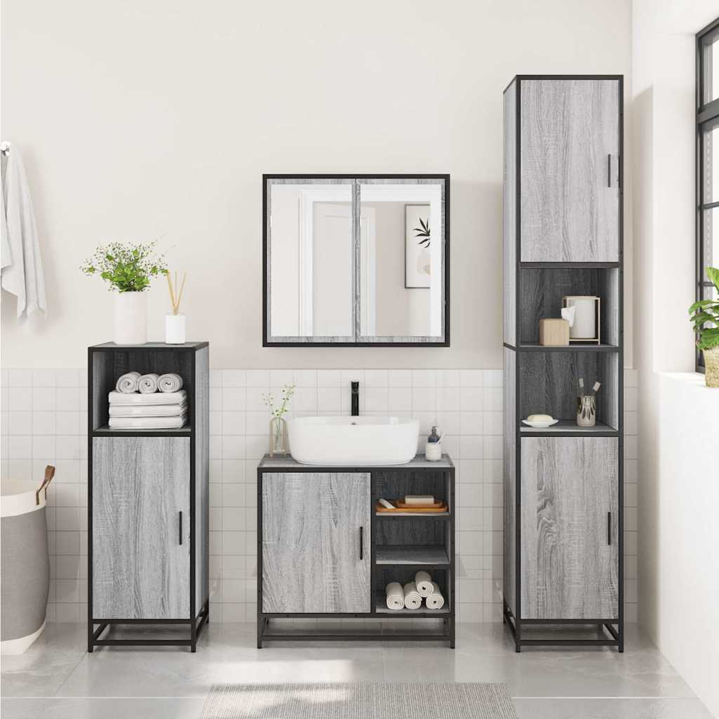 Grey Sonoma Bathroom Sink Cabinet, 65x33x60 cm, Engineered Wood