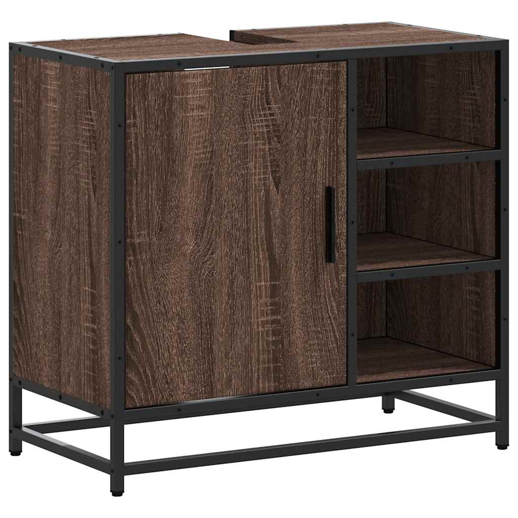 Brown Oak Bathroom Sink Cabinet, 65x33x60 cm, Engineered Wood