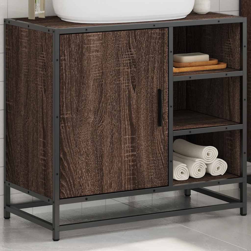 Brown Oak Bathroom Sink Cabinet, 65x33x60 cm, Engineered Wood