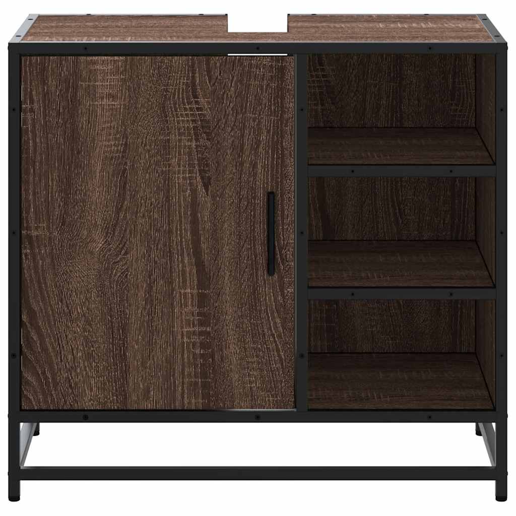 Brown Oak Bathroom Sink Cabinet, 65x33x60 cm, Engineered Wood