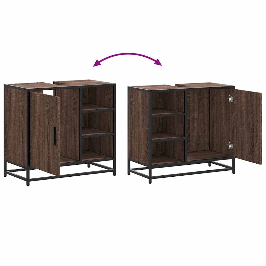 Brown Oak Bathroom Sink Cabinet, 65x33x60 cm, Engineered Wood