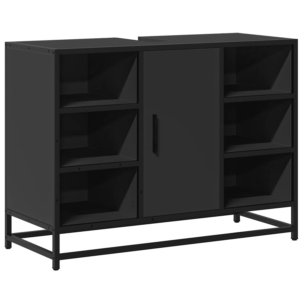 Black Bathroom Sink Cabinet, Engineered Wood, 80x33x60 cm