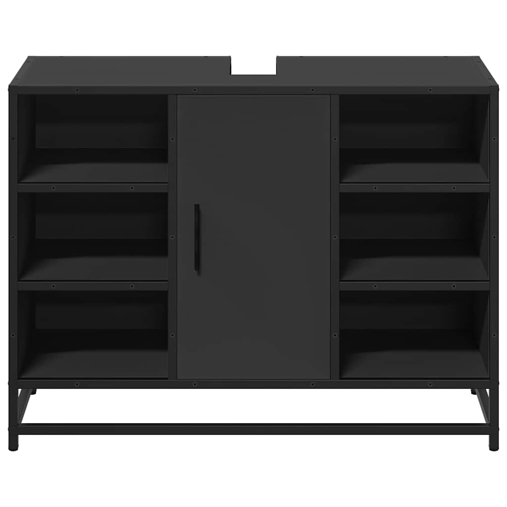 Black Bathroom Sink Cabinet, Engineered Wood, 80x33x60 cm