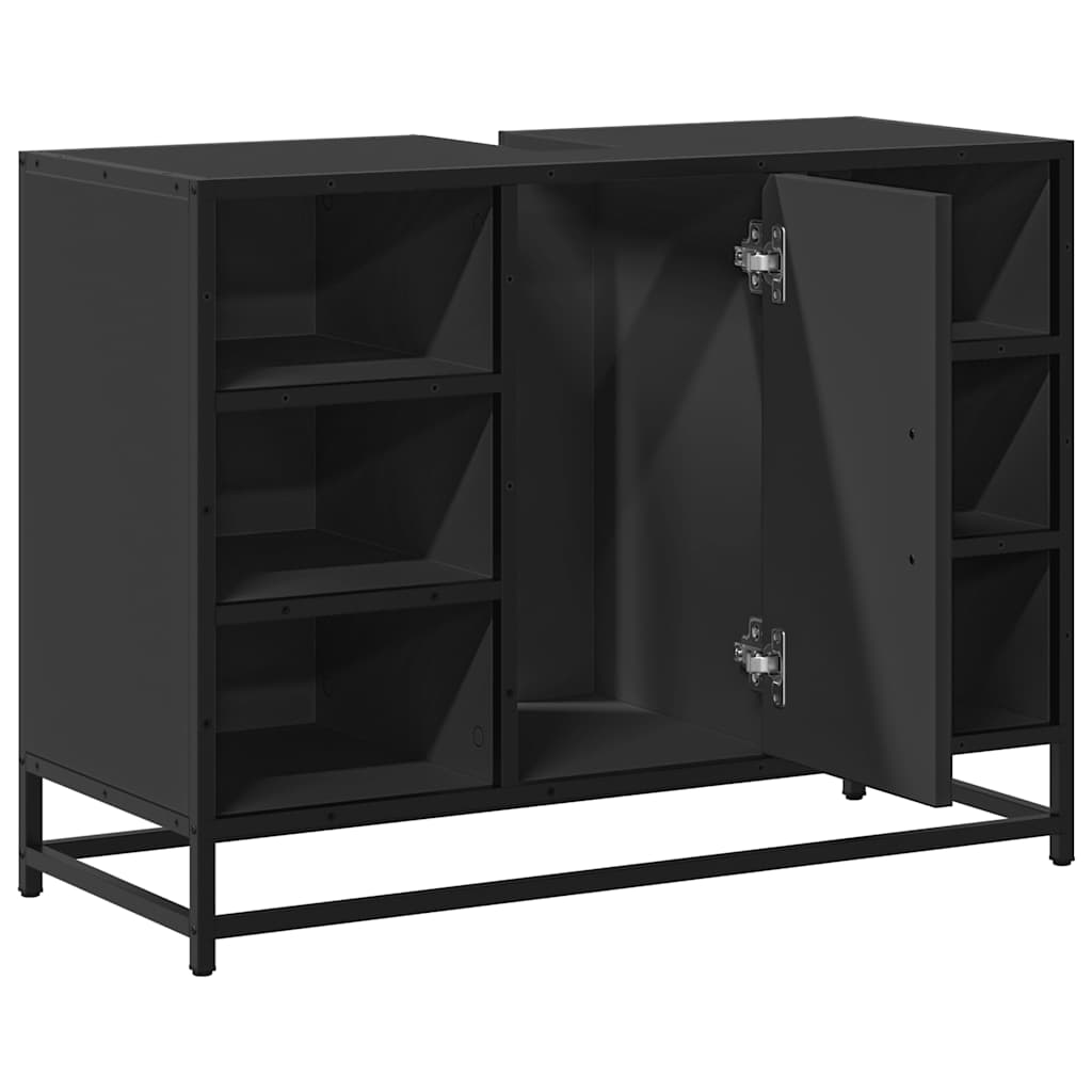 Black Bathroom Sink Cabinet, Engineered Wood, 80x33x60 cm