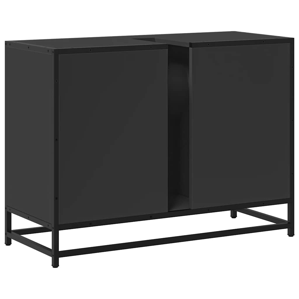 Black Bathroom Sink Cabinet, Engineered Wood, 80x33x60 cm