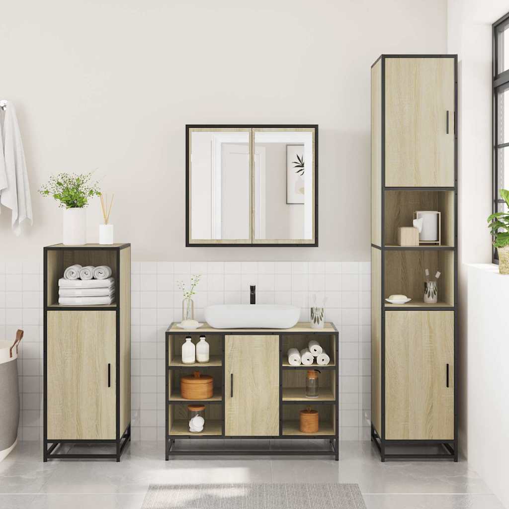 Sonoma Oak Bathroom Sink Cabinet, Engineered Wood, 80x33x60 cm
