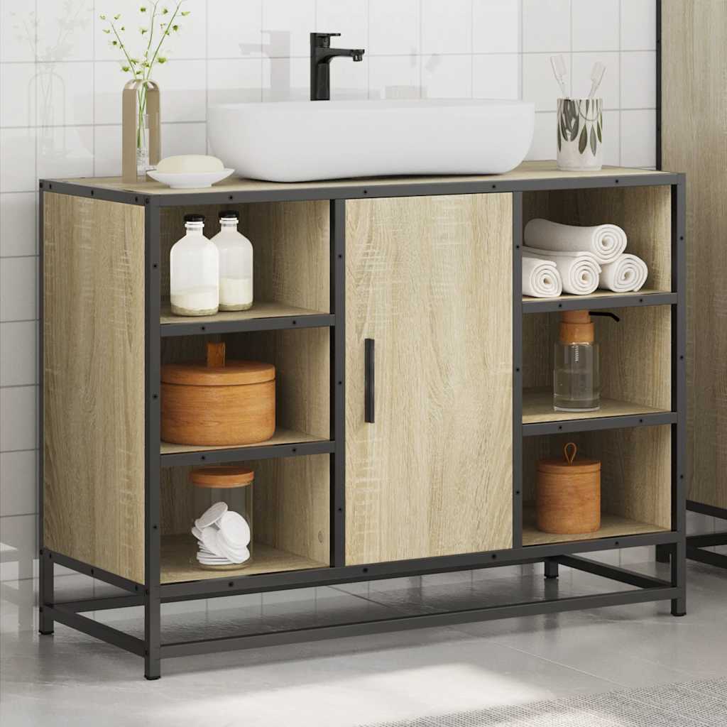 Sonoma Oak Bathroom Sink Cabinet, Engineered Wood, 80x33x60 cm