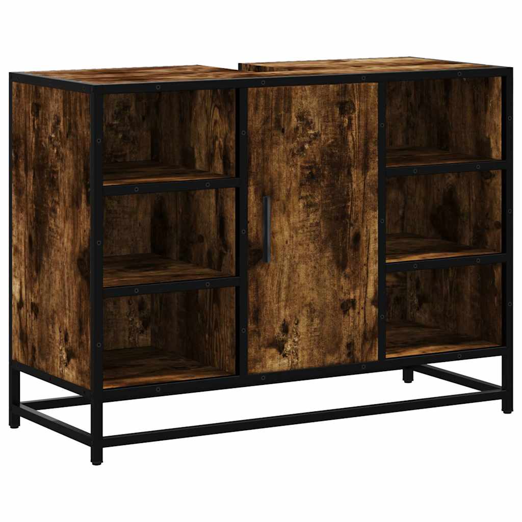 Smoked Oak Bathroom Sink Cabinet 80x33x60 cm - Engineered Wood