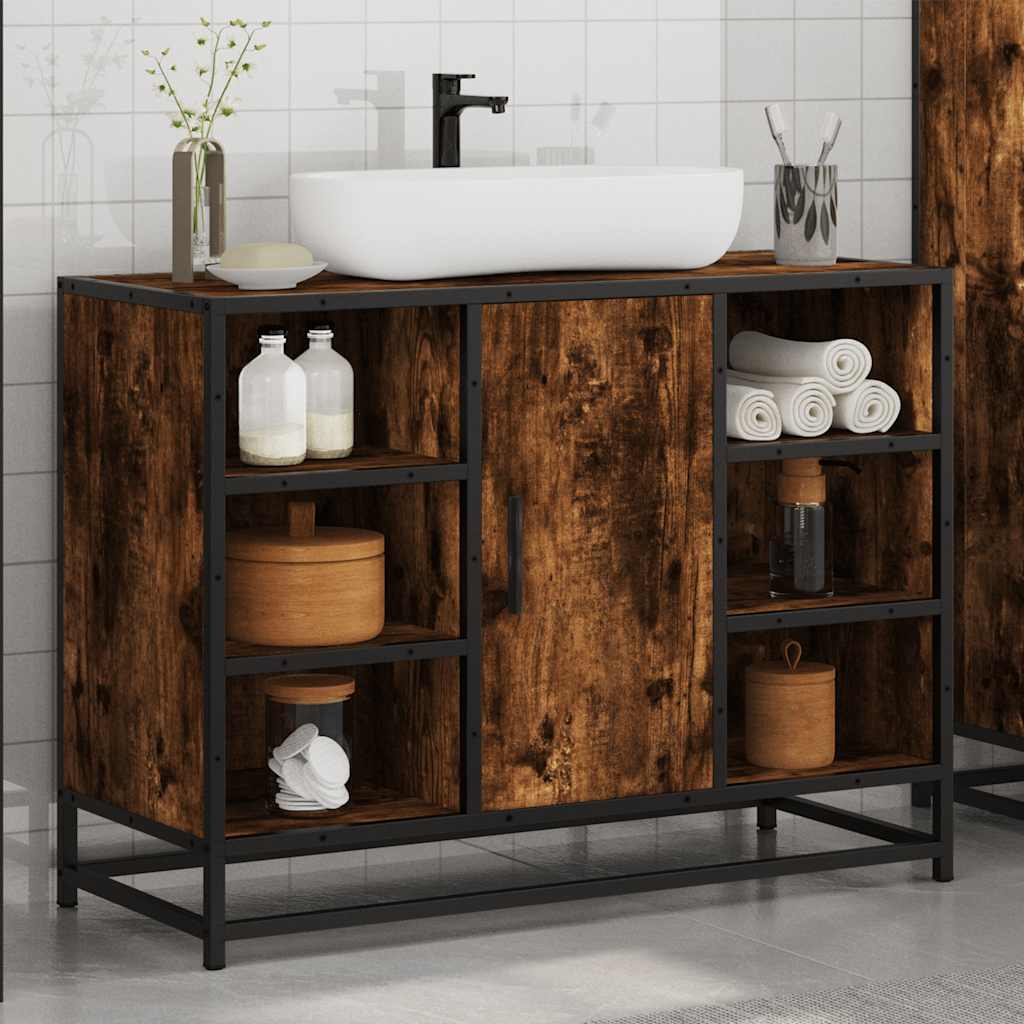 Smoked Oak Bathroom Sink Cabinet 80x33x60 cm - Engineered Wood