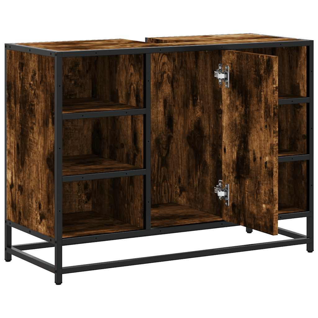 Smoked Oak Bathroom Sink Cabinet 80x33x60 cm - Engineered Wood