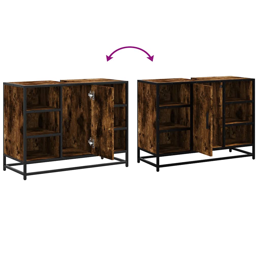 Smoked Oak Bathroom Sink Cabinet 80x33x60 cm - Engineered Wood