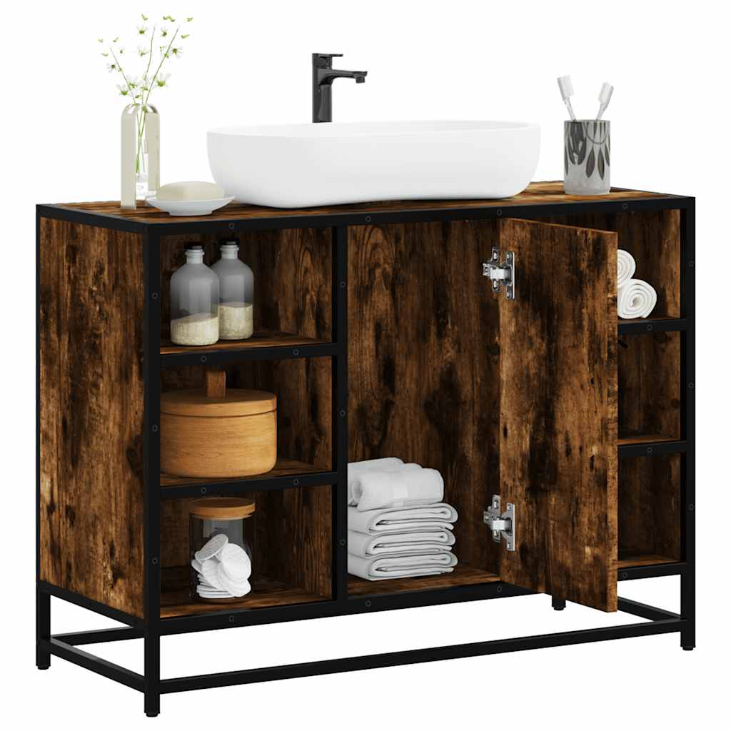 Smoked Oak Bathroom Sink Cabinet 80x33x60 cm - Engineered Wood