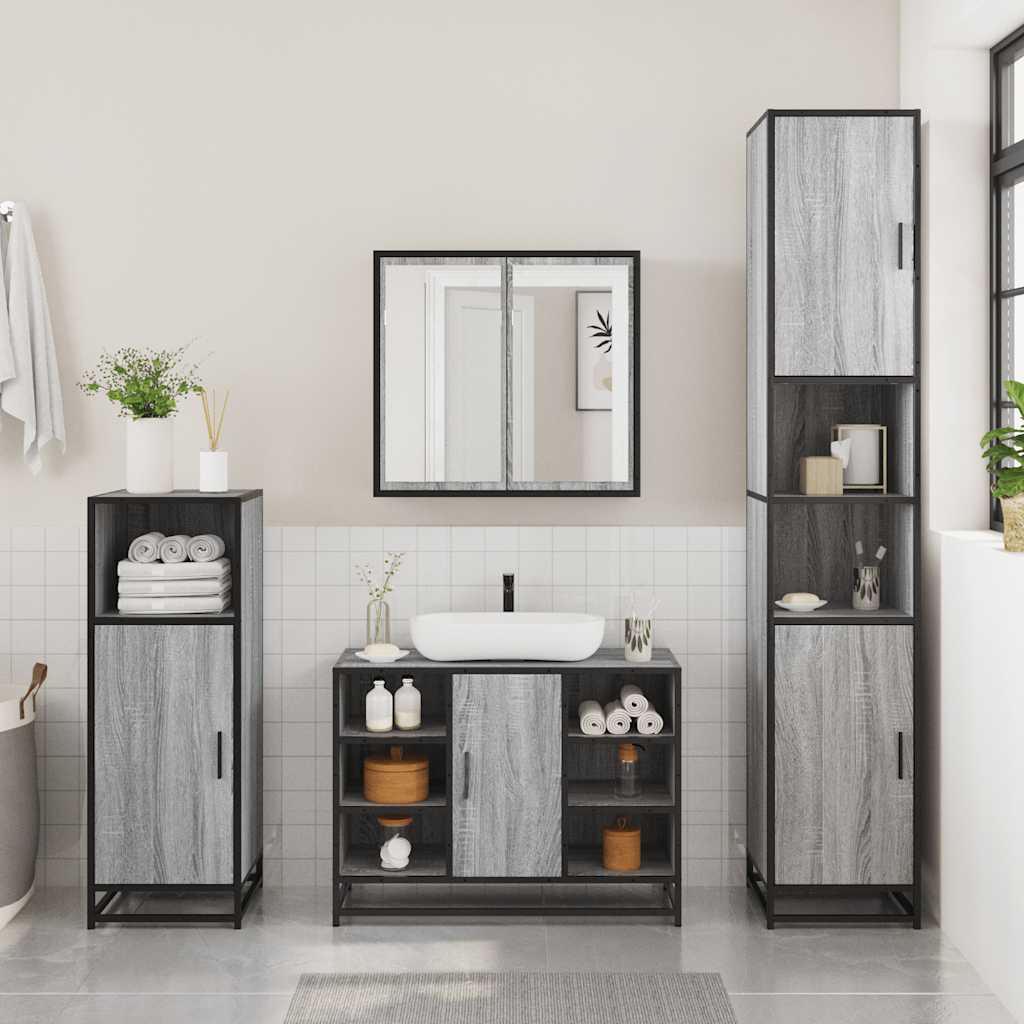 Grey Sonoma Bathroom Sink Cabinet 80x33x60cm - Engineered Wood