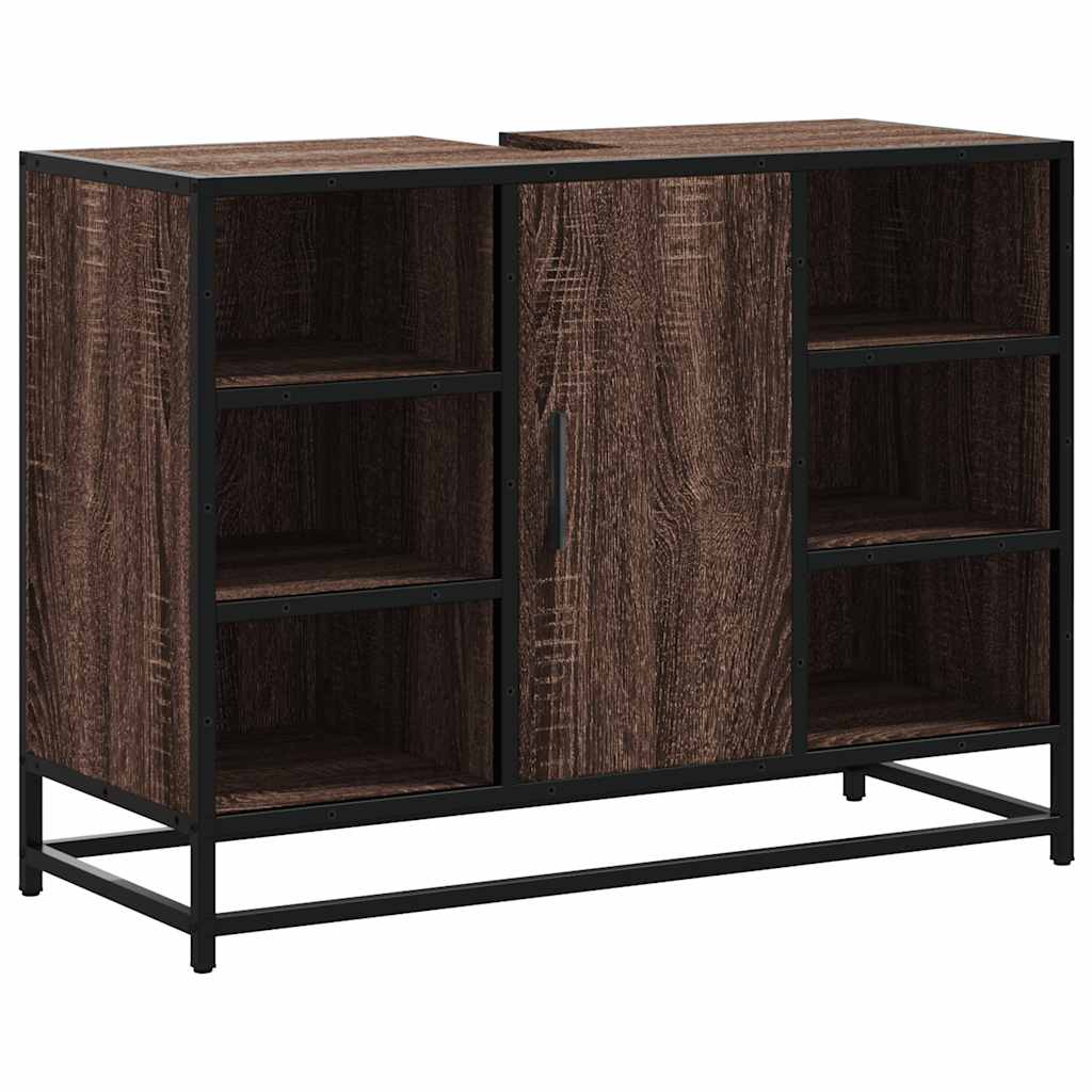 Brown Oak Bathroom Sink Cabinet, 80x33x60 cm, Engineered Wood