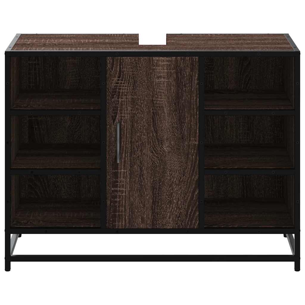 Brown Oak Bathroom Sink Cabinet, 80x33x60 cm, Engineered Wood