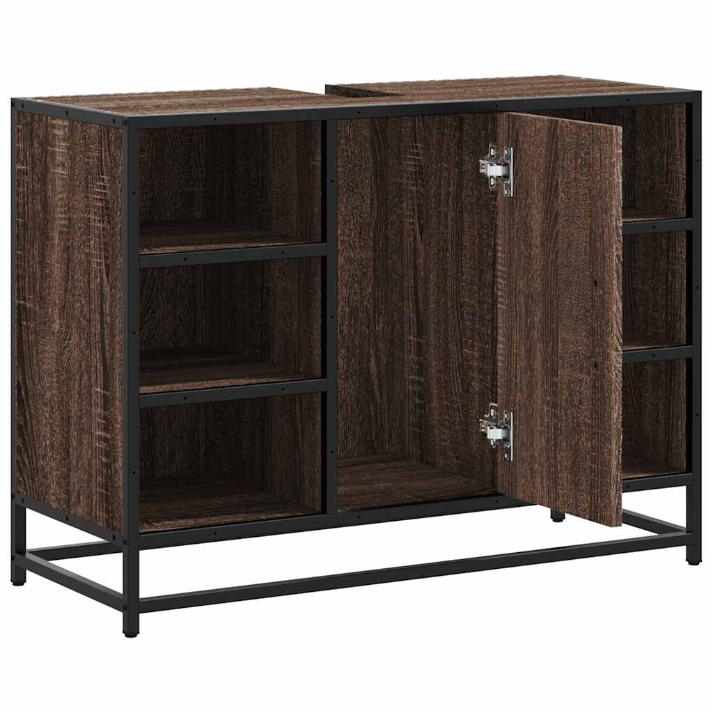 Brown Oak Bathroom Sink Cabinet, 80x33x60 cm, Engineered Wood