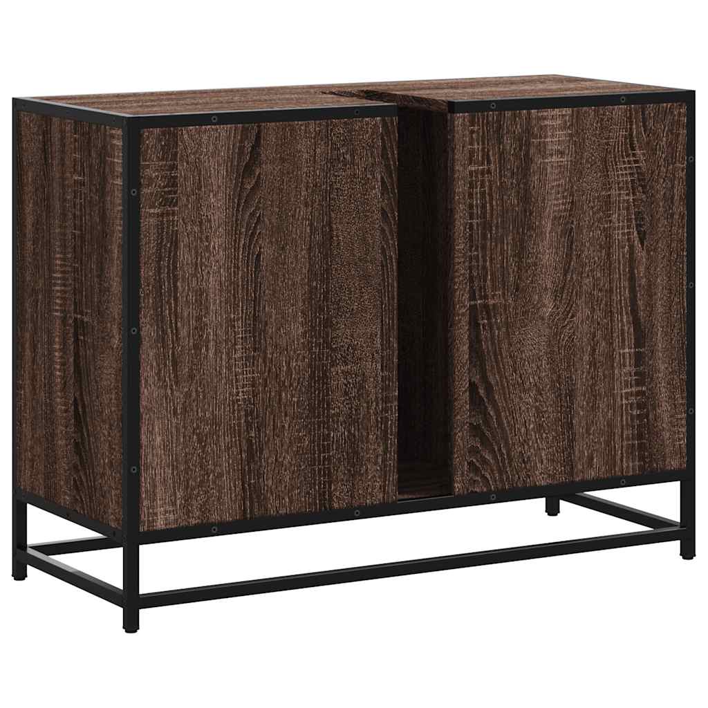 Brown Oak Bathroom Sink Cabinet, 80x33x60 cm, Engineered Wood