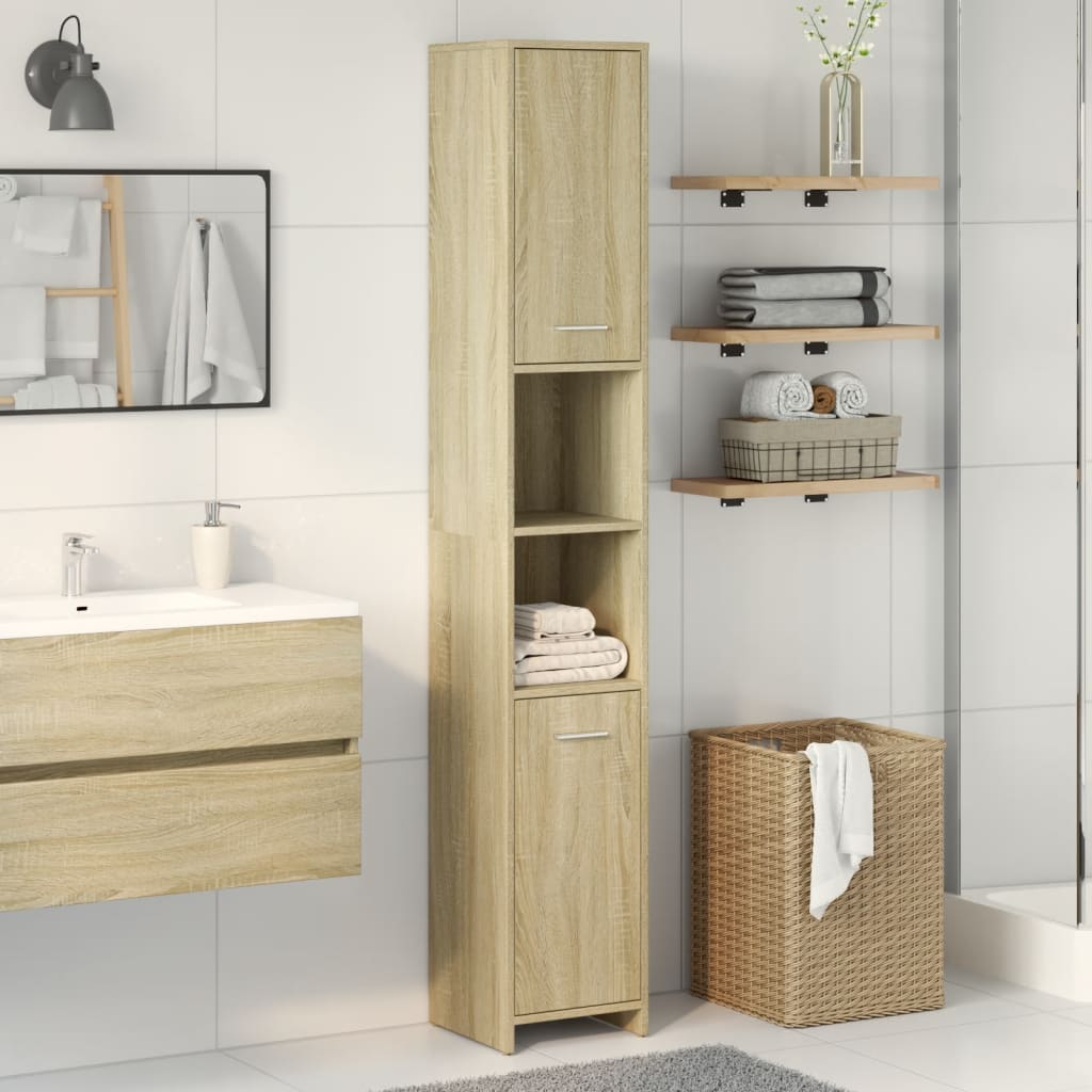 Sonoma Oak Bathroom Cabinet 30x30x183.5 cm - Engineered Wood