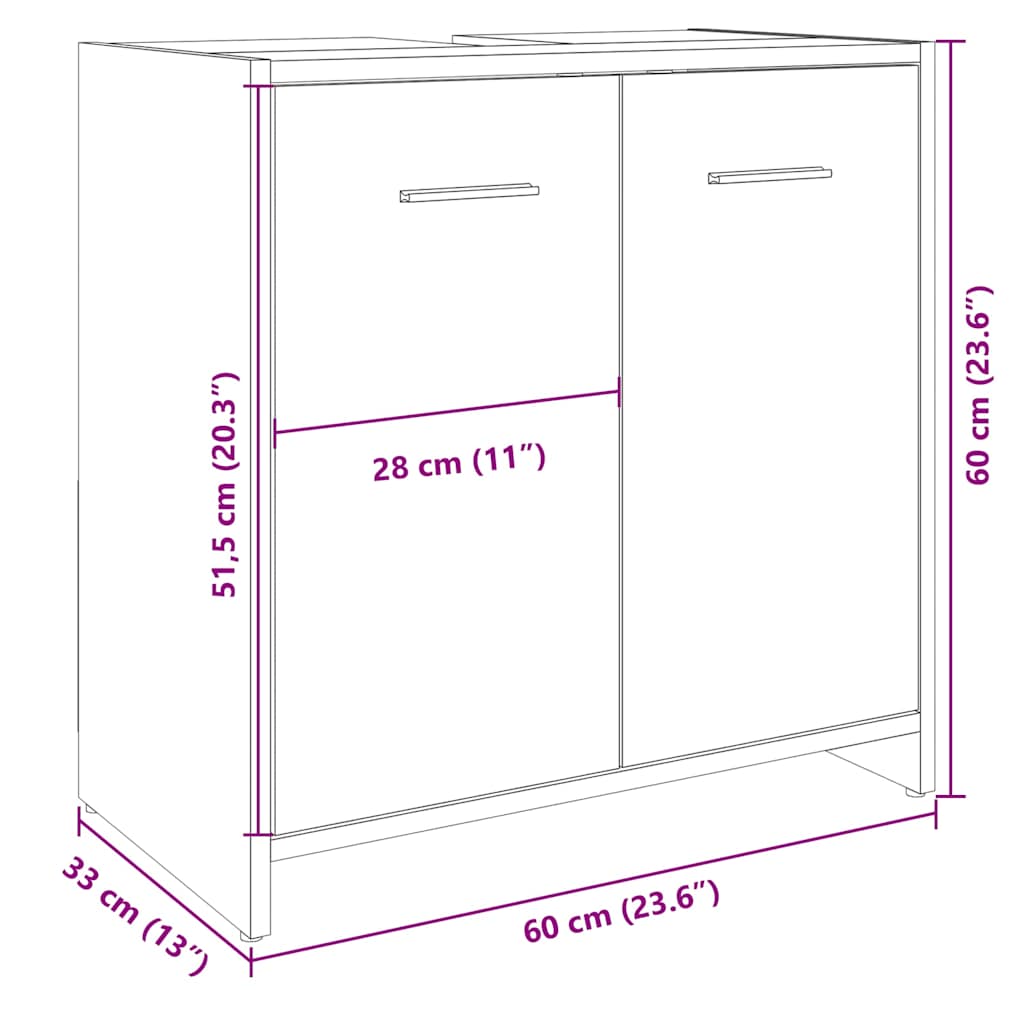 Sonoma Oak Bathroom Sink Cabinet 60x33x60 cm - Engineered Wood