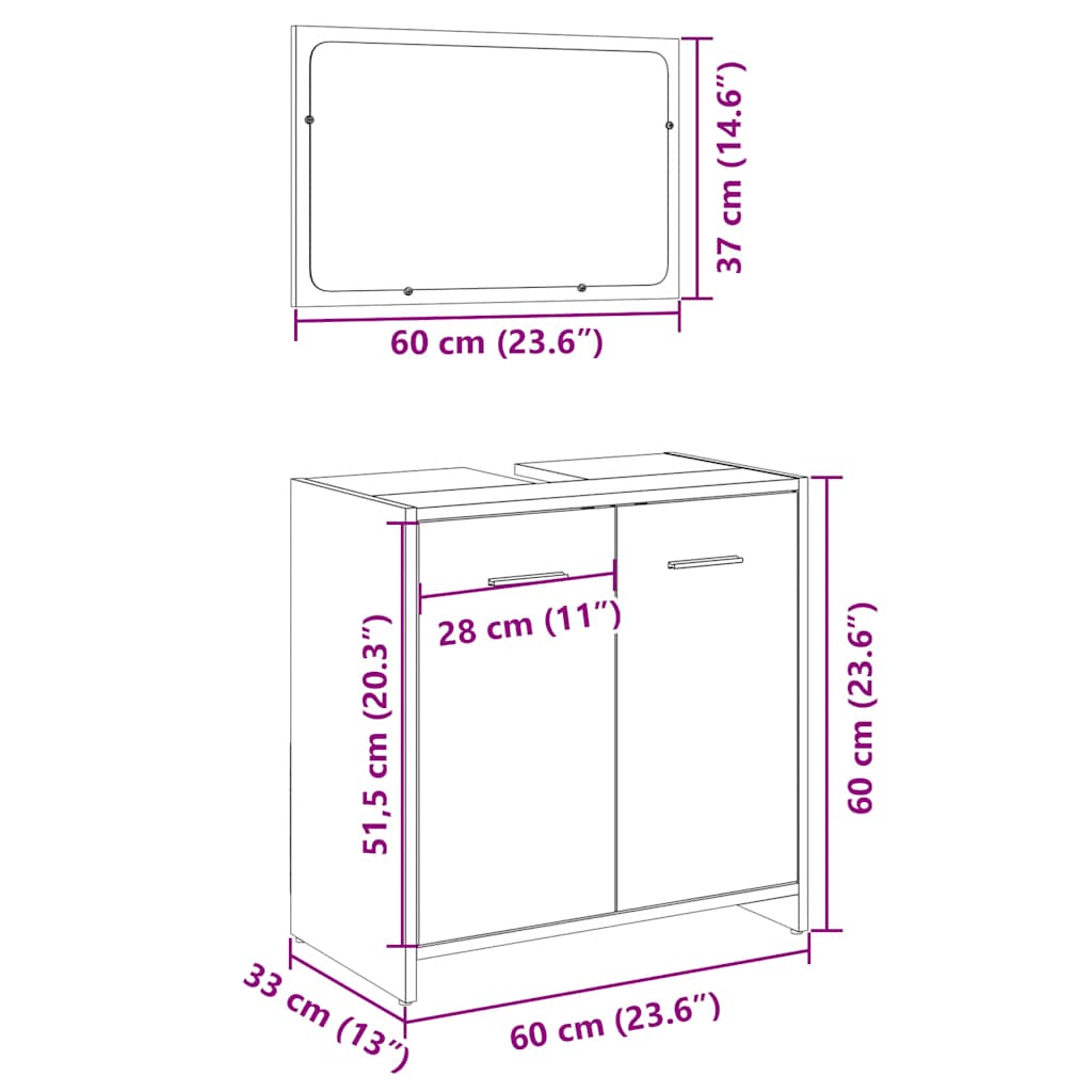 Sonoma Oak 2-Piece Bathroom Furniture Set - Engineered Wood