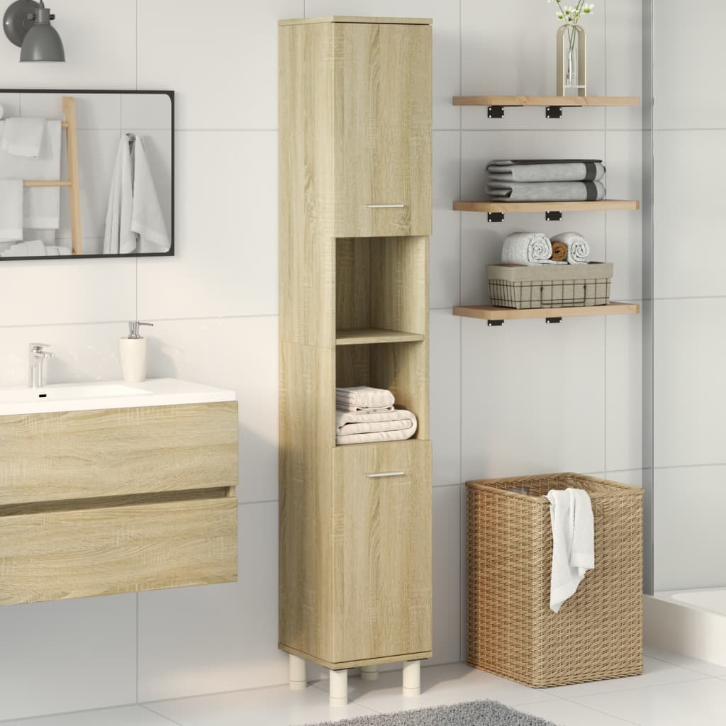 Sonoma Oak Bathroom Cabinet, 30.5x30x179 cm, Engineered Wood