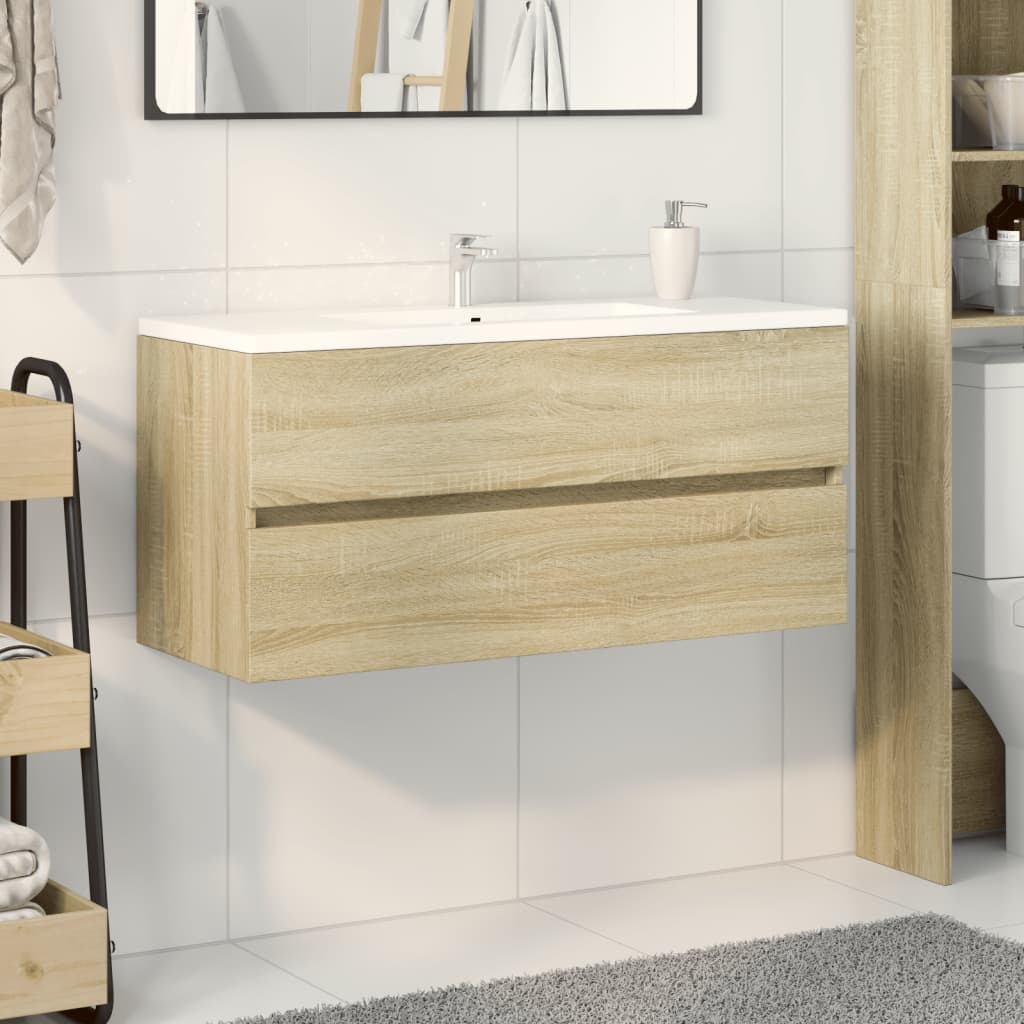 Sonoma Oak Bathroom Sink Cabinet 100x38.5x45cm - Engineered Wood