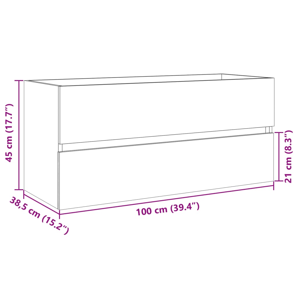 Sonoma Oak Bathroom Sink Cabinet 100x38.5x45cm - Engineered Wood