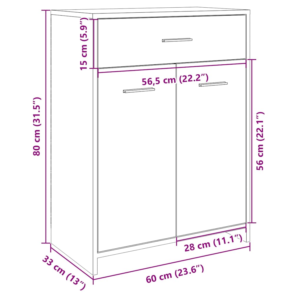 Sonoma Oak Bathroom Cabinet 60x33x80 cm - Engineered Wood
