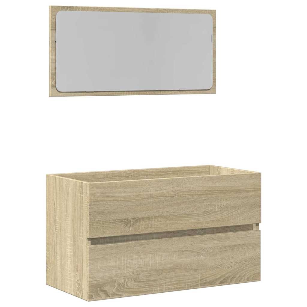 Sonoma Oak Bathroom Cabinet with Mirror - 80x38.5x45 cm
