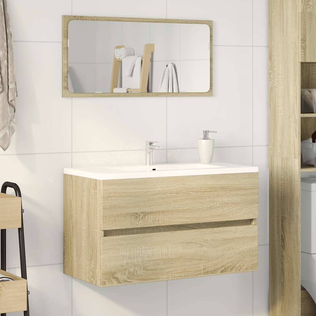 Sonoma Oak Bathroom Cabinet with Mirror - 80x38.5x45 cm