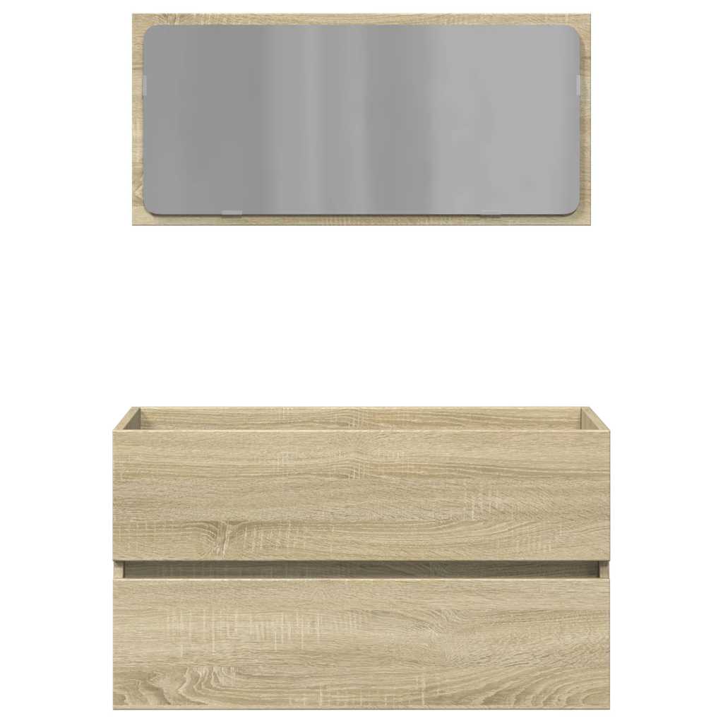 Sonoma Oak Bathroom Cabinet with Mirror - 80x38.5x45 cm