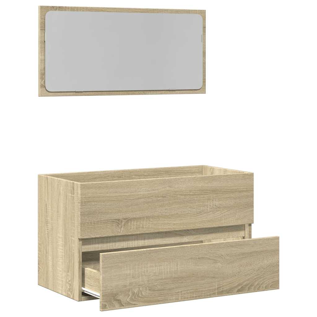 Sonoma Oak Bathroom Cabinet with Mirror - 80x38.5x45 cm