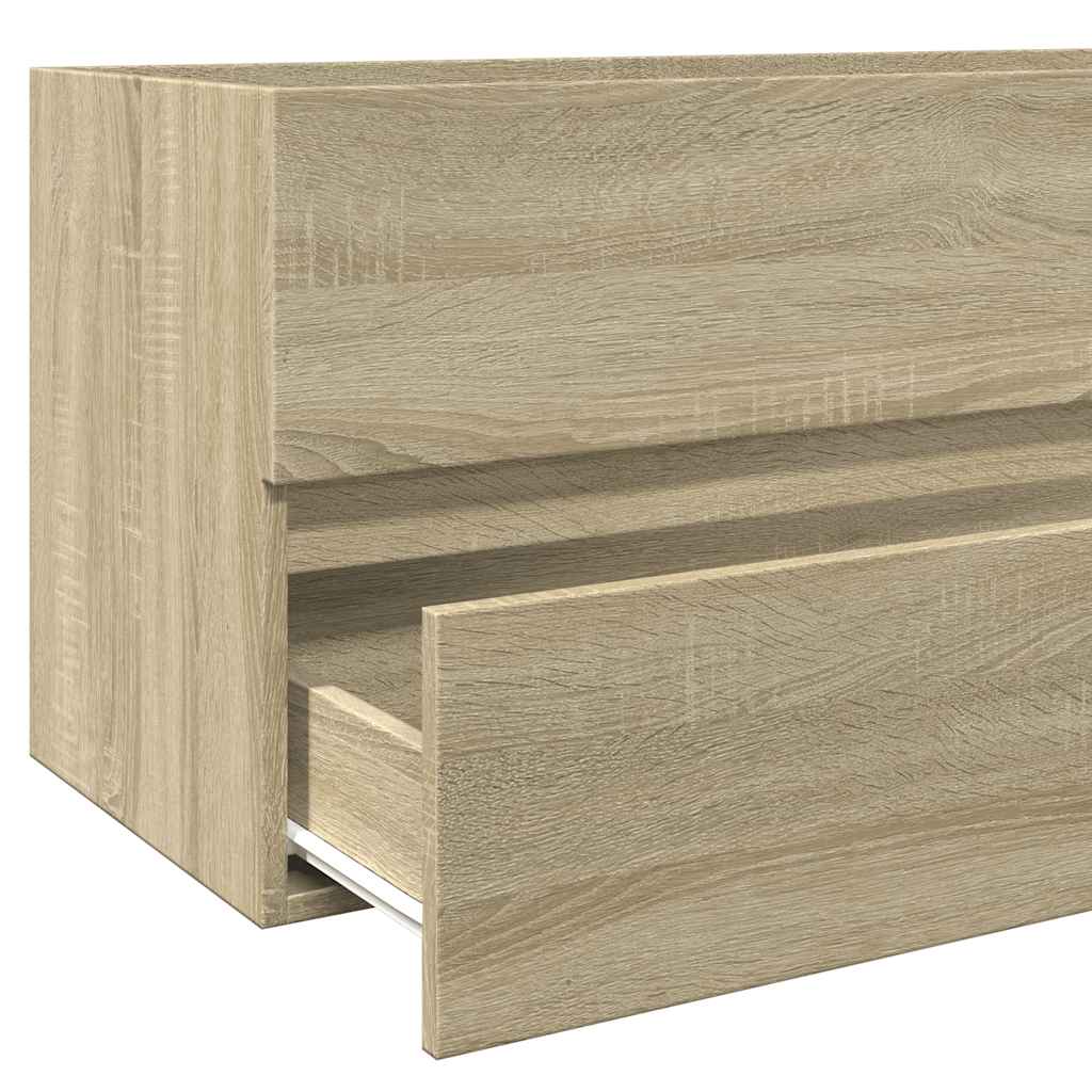 Sonoma Oak Bathroom Cabinet with Mirror - 80x38.5x45 cm