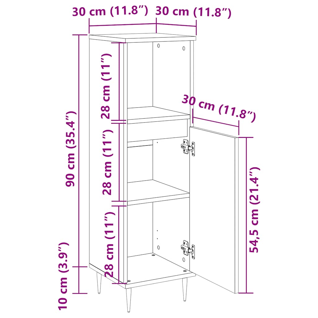 Bathroom Cabinet Sonoma Oak 30x30x100 cm Engineered Wood