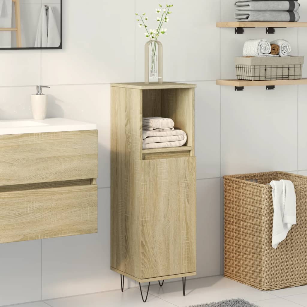 Sonoma Oak Bathroom Cabinet 30x30x100cm - Engineered Wood