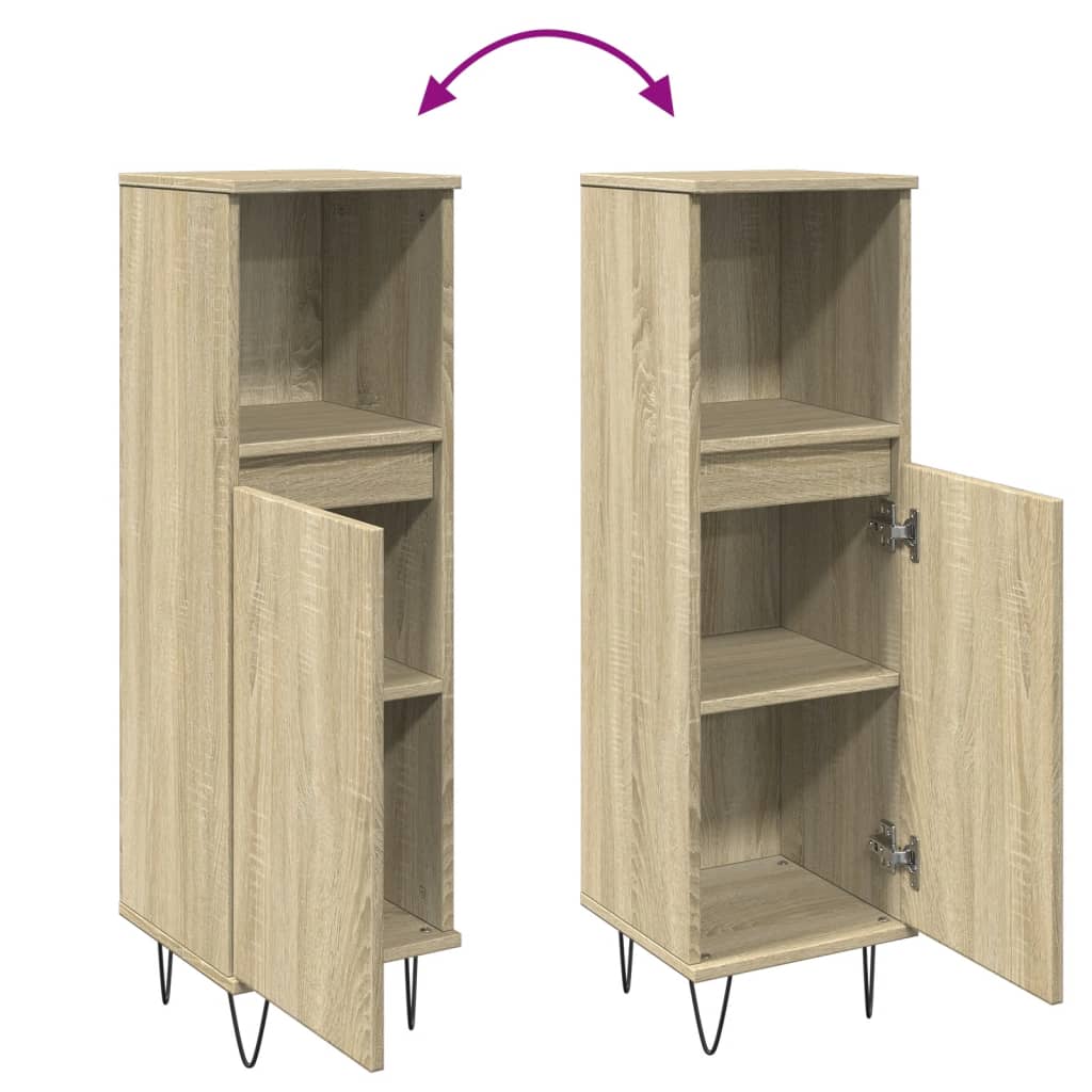 Sonoma Oak Bathroom Cabinet 30x30x100cm - Engineered Wood