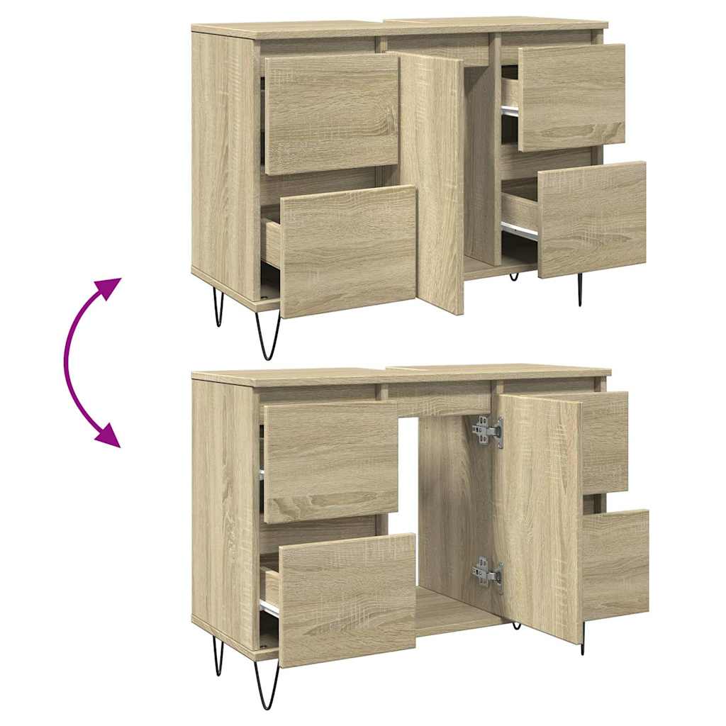 Sonoma Oak Bathroom Cabinet 80x33x60 cm - Engineered Wood