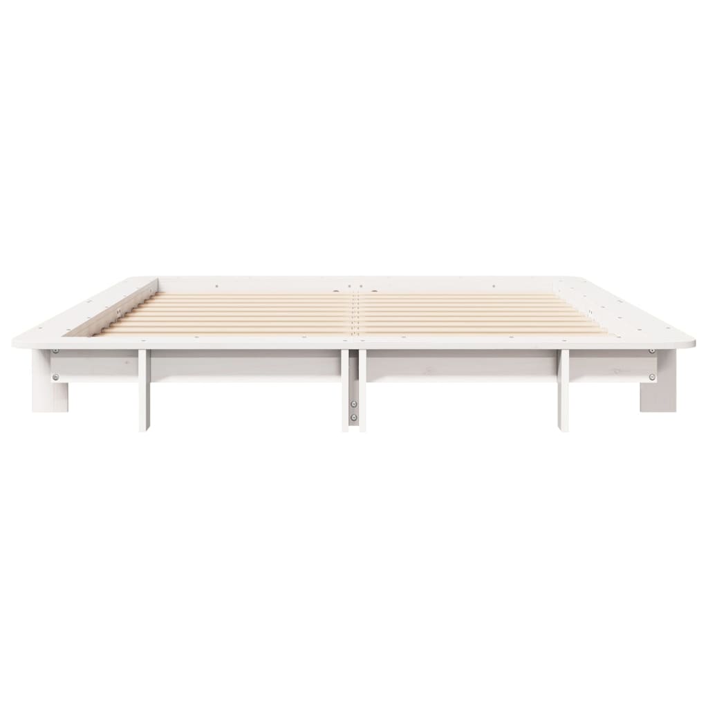 King Size White Solid Pine Bed Frame 150x200 cm - No Mattress