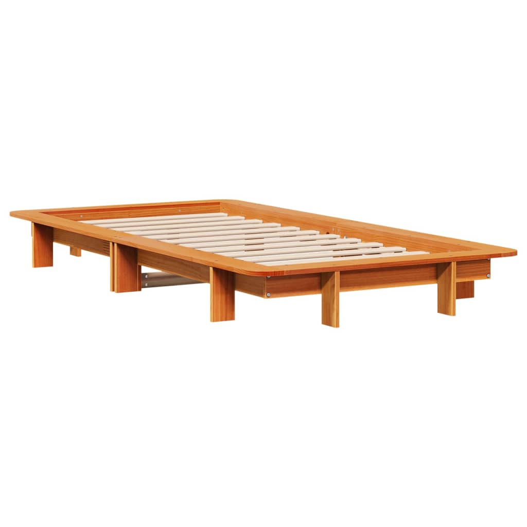Solid Pine Wood Bed Frame Wax Brown 100x200 cm, No Mattress