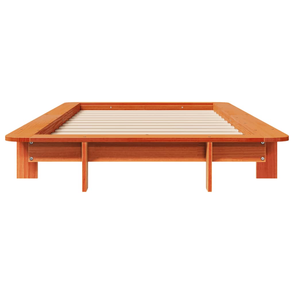 Solid Pine Wood Bed Frame Wax Brown 100x200 cm, No Mattress