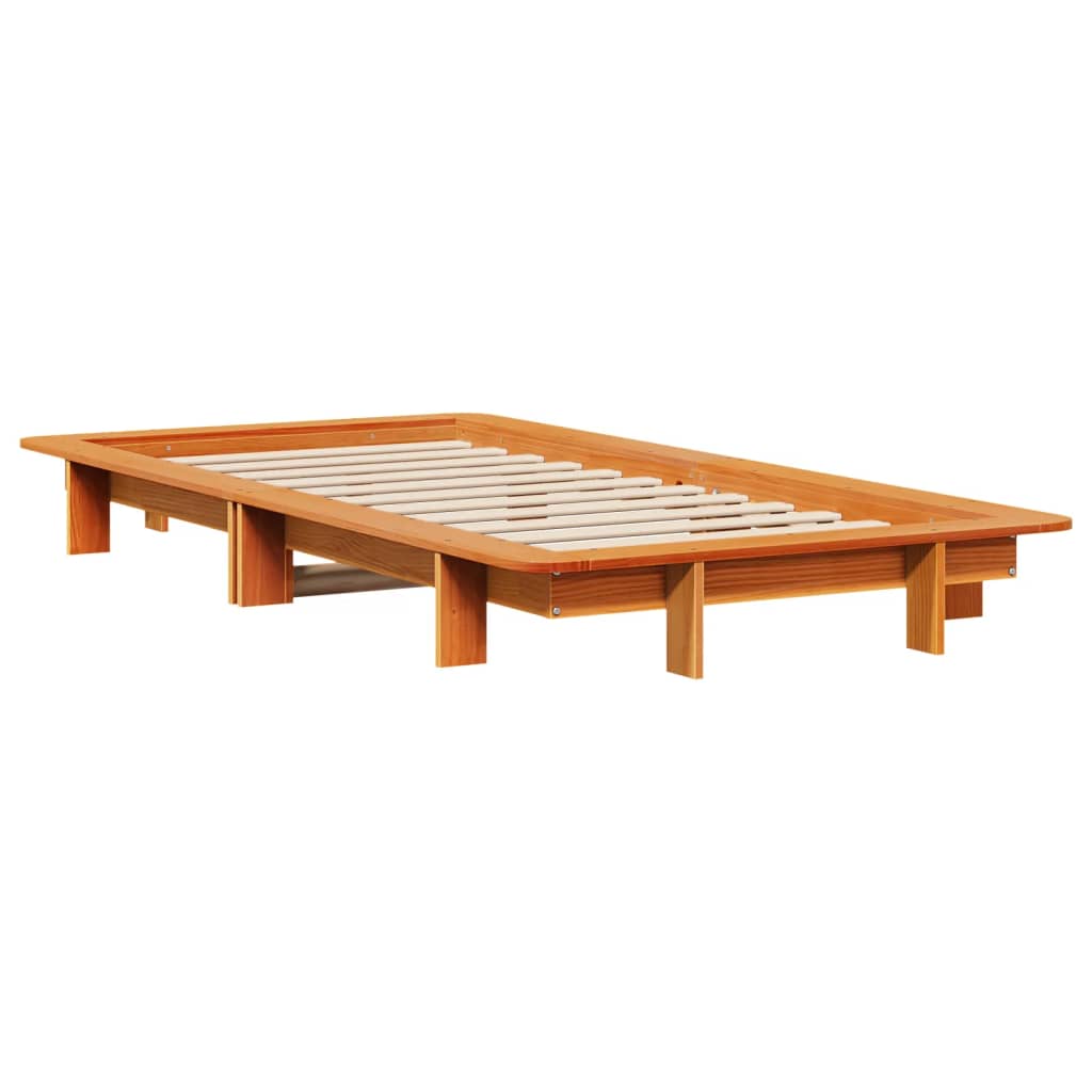 Solid Pine Wood Bed Frame Wax Brown 100x200 cm, No Mattress