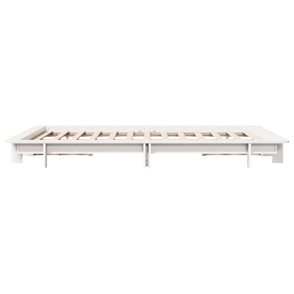 Solid Pine Wood Double Bed Frame White 135x190 cm