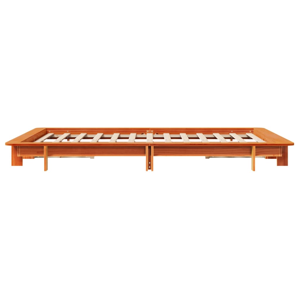 Wax Brown Solid Pine Wood Double Bed Frame 135x190 cm