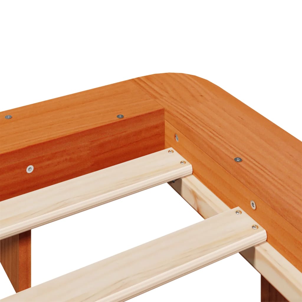 Wax Brown Solid Pine Wood Double Bed Frame 135x190 cm