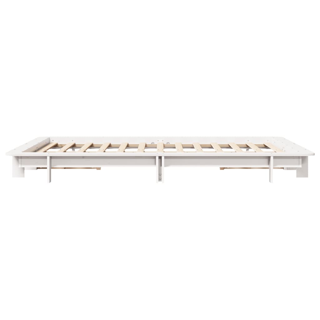 Solid Pine Small Double Bed Frame 120x190 cm - White Finish